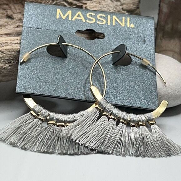 Massinni Gold Hoop w/ Silver Tassel Earrings $16 or bundle 3 for $25 - Picture 1 of 6